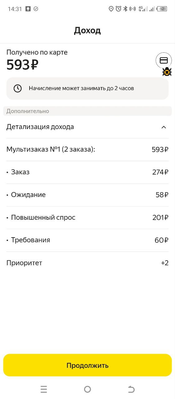доход курьера Казань 13 июля 2025