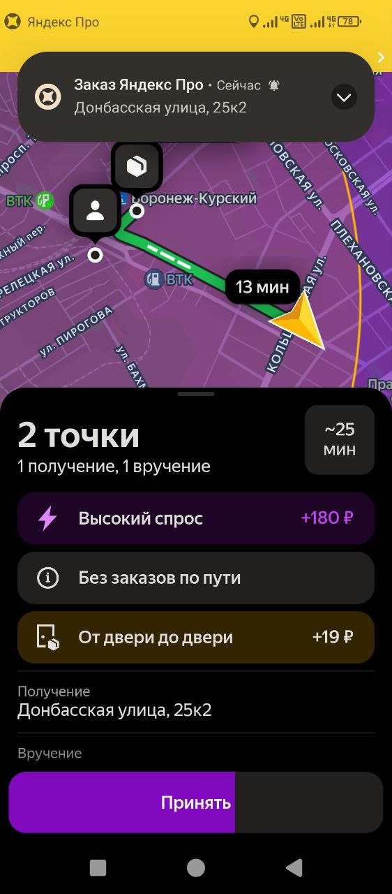 доход курьера Воронеж 13 января 2026