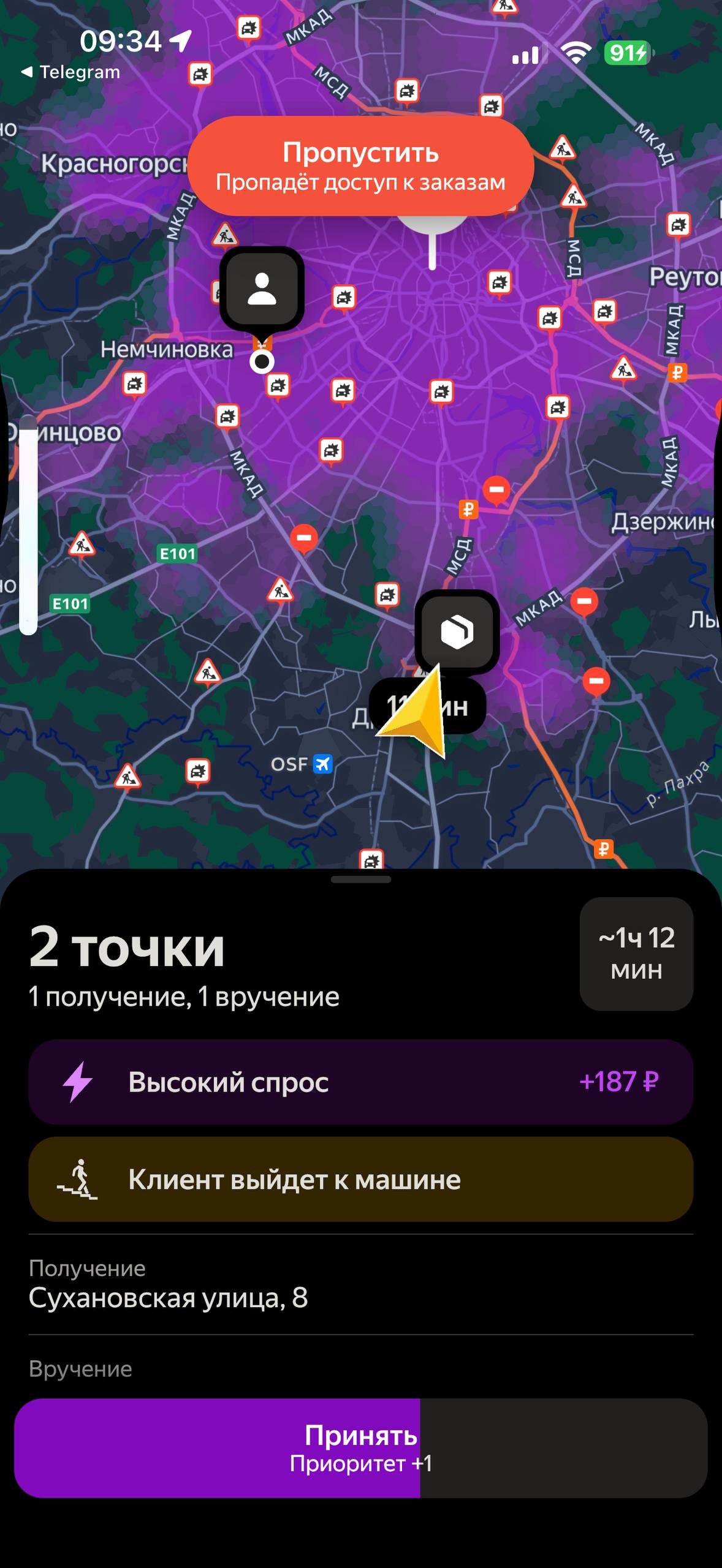 Заработок курьера за день на авто